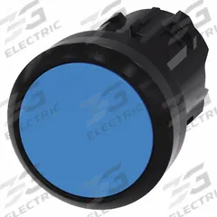 SIEMENS Flush Push Button: Blue, 22 mm Mounting Size, Non-Metallic, Momentary (MPN 3SU1000-0AB50-0AA0). Key specifications — Brand: SIEMENS; Action: Momentary; Series: 3SU; Push Button Material Type: Non-Metallic.