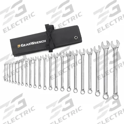 GEARWRENCH Combination Wrench Set: Alloy Steel, Chrome, 22 Tools - Metric 12-Point Combination Wrench Sets