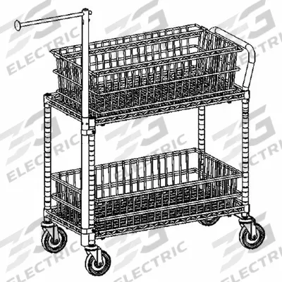 APPROVED VENDOR Wire Shelf Utility Cart: 300 lb, 2 Shelf, 36 in L x 18 in W x 41 in H Dim - Utility Carts with High-Volume Removable Wire Basket Shelves