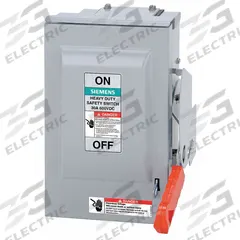 SIEMENS Solar Safety Disconnect Switch: Non-Fusible, 60 A, 600V AC, Indoor/Outdoor (MPN HNF362RPV). Key specifications — Phase: Three; UL 98B Certification: Yes; Brand: SIEMENS.