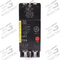 GE Molded Case Circuit Breaker: 70 A Amps, 18kA at 277/480V AC, Fixed, Lug, ABC, Std (MPN TEYF270). Key specifications — Series: TEY; Max. AIR Rating: 18kA at 277/480V AC; Instantaneous Trip: Fixed; Terminal Connection: Lug; Phase Connection: ABC.