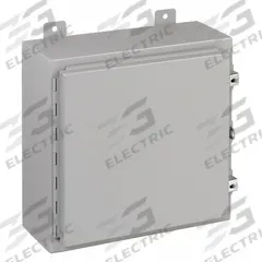 WIEGMANN Enclosure: Steel, 16 in x 16 in x 6 in, NEMA 12/13, Solid Cover, Hinged (MPN N12161606). Key specifications — Brand: WIEGMANN; Closure Method: Clamps; Knockouts: Not Included.