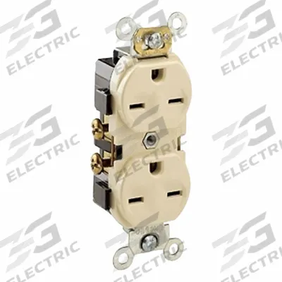 LEVITON Duplex Receptacle Outlet: Duplex, 6-15, Ivory, 250V AC, 15 A, 2 Pole / 3 Wire (MPN 5028-I) - General Purpose Receptacles