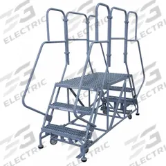 COTTERMAN Mobile Work Platform: 2.5 ft Platform Ht - Max, 24 in x 48 in, Steel, 800 lb Load Capacity (MPN 3DWP2448RA3B4CC1P6). Key specifications — Folding: Not Foldable; Mobility: Rolling; Components Included: Rubber Foot Pads; Use Location: Indoor; Brand: COTTERMAN; Color: Gray; Height Adjustability: Fixed Height; Includes Handrails: Handrails Included.