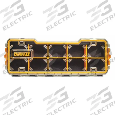 DEWALT Compartment Box: 17 5/8 in x 6 5/8 in x 2 7/8 in, Black/Yellow, 10 Compartments - Small Parts Compartmented Boxes with Adjustable Dividers