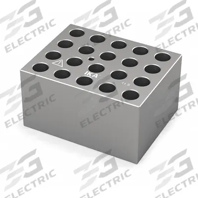 IKA Dry Block: Anodized Aluminum, 3 3/4 in Overall Wd, 3 in Overall Lg, 20 Wells - Dry Bath Blocks