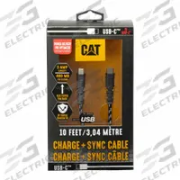 CAT USB Cable: Type C End 1, Type C End 2, Black/Silver, 10 ft Lg, 2.0 USB Specification (MPN CAT-USBC-USBC). Key specifications — End 1 Connection Type: Type C; Color: Black; Brand: CAT; End 2 Connection Type: Type C.