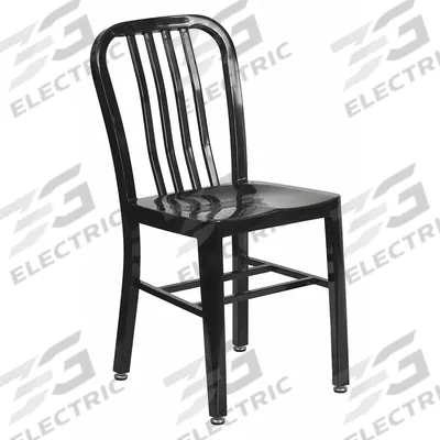 FLASH FURNITURE Patio Chair: Black, Black, Powder Coated, 18 1/2 in Seat Ht - Armchairs & Sidechairs