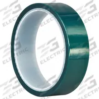 TAPECASE Film Tape: 1 in Wd, 18 yd Lg, 3.3 mil Thick, Polyester Film, Silicone, Green (MPN 15C563). Key specifications — Series: M.