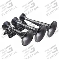 WOLO Air Horn: 12V DC, Low Tone, Air, Black, Enamel/Painted, 128 dB Sound Level - Max, Trumpet Horn (MPN 855). Key specifications — Type: Low Tone; Brand: WOLO; Compatible Vehicle Type: Trucks; Finish: Painted; Includes: 10 ft of 1/4 in Nylon High-Pressure Hose; Color: Black.
