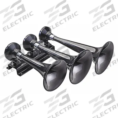 WOLO Air Horn: 12V DC, Low Tone, Air, Black, Enamel/Painted, 128 dB Sound Level - Max - Air-Powered Horns