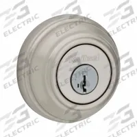 KWIKSET Single Cylinder Deadbolt: Cylindrical, 1 3/4 in Door Thick - Max, Nickel (MPN 980-15-SMT-6AL-STRKP-K3). Key specifications — ADA Compliant: Yes; Brand: KWIKSET; Finish: Satin Nickel-Plated; Keyway Type: Kwikset KW1; Includes Core: Core Included.