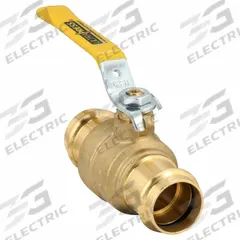 MILWAUKEE VALVE Manual Two-Way Ball Valve: 1 in, Brass, Straight, Press x Press, Full Port Ball Port (MPN BA-480B - 100). Key specifications — Brand: MILWAUKEE VALVE; Handle: Locking Lever.