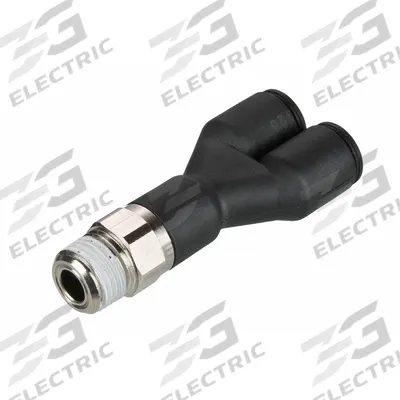 LEGRIS Push-Fit Wye Fitting: 1/8 in Pipe x 5/32 in OD x 5/32 in OD Size, Polymer - Nylon & Nickel-Plated Brass Tube Fittings