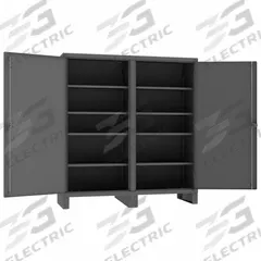 DURHAM MFG Storage Cabinet: 72 in x 24 in x 78 in, 8 Adj Shelves, 2 Doors, Legs, Gray, Assembled (MPN HDDS247278-8S95). Key specifications — Brand: DURHAM MFG; Base Type: Legs; Cabinet Color: Gray; Frame Assembled: Assembled.