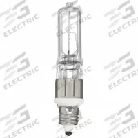 GE LAMPS Halogen Bulb: Halogen, Miniature Candelabra Screw (E11), (T) Tubular, T4, ESN, 120V AC (MPN Q100CL/MC). Key specifications — attr923609: White; attr923593: T4; attr923631: ESN; attr916823: GE LAMPS; attr923634: 120V AC.