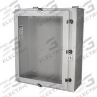 WIEGMANN Enclosure: Fiberglass, 36 in x 30 in x 12 in, NEMA 1/12/3/3R/4X, Clear Cover, Hinged (MPN HW-N4X363012CHW). Key specifications — Brand: WIEGMANN; Enclosure Material: Fiberglass; Knockouts: Not Included.