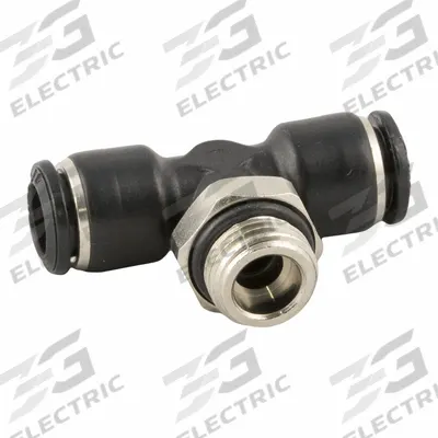 AIGNEP Push-Fit Tee Fitting: 6 mm OD x 6 mm OD x 5 mm Pipe Size - Nylon & Nickel-Plated Brass Tube Fittings