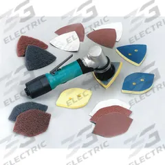 DYNABRADE Air Detail Sander: Orbital, 0.12 hp, 20 cfm, Non-Vacuum, 13,000 RPM Max, 9 in Tool Lg (MPN 57910). Key specifications — attr1320331: Off-Set; attr1320360: DYNABRADE.