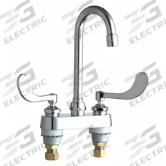 CHICAGO FAUCETS Gooseneck Bar Faucet: 895, Centerset, Deck, Cast Brass, 1.5 gpm Flow Rate, 2 Handles (MPN 895-317E35XKABCP). Key specifications — Brand: CHICAGO FAUCETS.