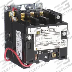 SQUARE D NEMA Magnetic Contactor: Non-Reversing, 3 Poles, NEMA Size 00, 9 A, 120V AC (MPN 8502SAO12V02S). Key specifications — Brand: SQUARE D.