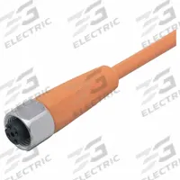 Single-Ended Cordset: M12 Female Straight X Bare Wire, 5 Pins, Orange, PVC, 25 m Cable Lg (MPN EVT003). Key specifications — Cable Jacket Color: Orange; End 1 Gender: Female; End 1 Mounting Orientation: Straight; End 2 Connection Type: Bare Wire; IP Rating: IP67; Brand: IFM; Wire Size: 0.34 sq mm; Cable Jacket Material: PVC.