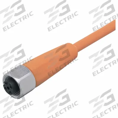 IFM Single-Ended Cordset: M12 Female Straight X Bare Wire, 5 Pins, Orange, PVC - Single-Ended Cordsets with PVC Jacket for Flexing Applications