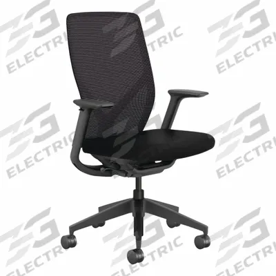HON Office Chair: Flexion, Ht, Black, Fabric & Mesh Material, 37 5/8 in Back Ht - Adjustable-Arm Office Chairs