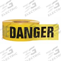 APPROVED VENDOR Barricade Tape: 1,000 ft Lg, 3 in Wd, Danger Legend, Polyethylene, Yellow Color (MPN 91455). Key specifications — Tape Message: Danger; Message Color: Black; Brand: APPROVED VENDOR.