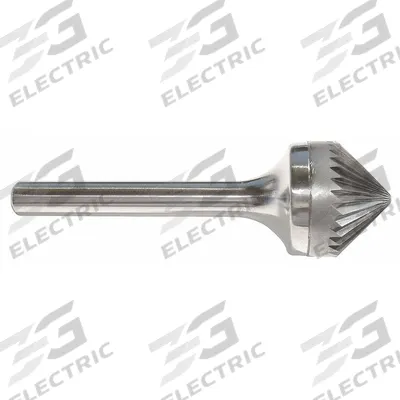 APPROVED VENDOR Carbide Bur: 90° Cone, SK-5, Single Cut, 1/2" x 1/4" Head - Single-Cut 90-Degree Cone Burs