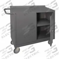DURHAM MFG Mobile Cabinet Workbench: 48 in x 18 in, Steel, 1,200 lb Overall Load Capacity, Gray (MPN 2220-95). Key specifications — Included Components: Handle on Side; Assembly: Fully Assembled; Brand: DURHAM MFG.