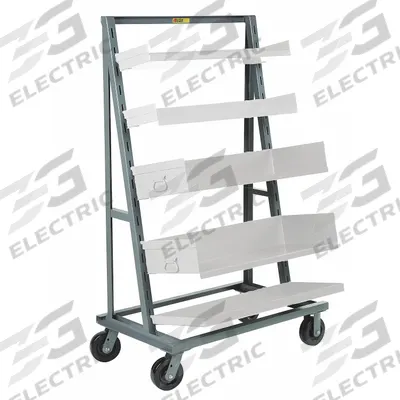 LITTLE GIANT Bin Cart: 2,000 lb, Gray, 24 in L x 40 in W x 67 in H - Customizable Large Bin-Tray Carts with Slotted A-Frame