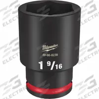 MILWAUKEE Deep Impact Socket: 1/2 in Drive Size, SAE, 1 9/16 in Socket Size, 6-Point, Deep, Friction (MPN 49-66-6239). Key specifications — attr1215501: MILWAUKEE; attr1215515: Black Phosphate; attr1215518: 1-9/16 in.