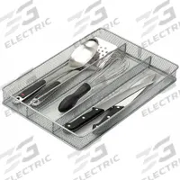 HONEY-CAN-DO Cutlery Tray: 3 Compartments, 16 in Overall Lg, 11 in Overall Wd, 2 in Overall Ht (MPN KCH-02157). Key specifications — Color: Silver; Brand: HONEY-CAN-DO; Material: Steel.