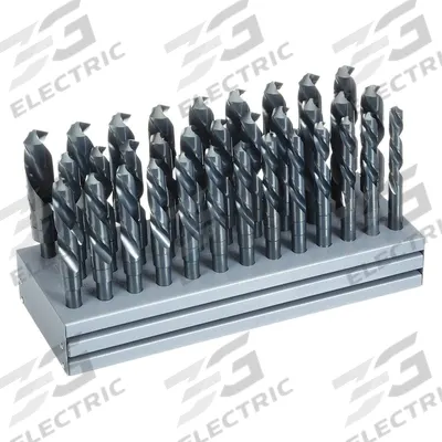 CHICAGO-LATROBE Reduced Shank Drill Bit Set: 33 Pc, 1/2" to 1", 118° Point - High-Speed Steel Silver & Deming Drill Bit Sets