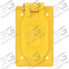 HUBBELL WIRING DEVICE-KELLEMS Weatherproof Cover: Thermoplastic, Duplex Receptacles, 1 Gangs, Yellow (MPN HBL52CM22). Key specifications — Brand: HUBBELL WIRING DEVICE-KELLEMS; Color: Yellow; Compatible with Product Type: Duplex Receptacles; Mounting Orientation: Vertical.