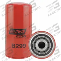 BALDWIN FILTERS Oil Filter: B299, 1-12 Thread Size, 7 3/16 in Overall Ht, 3 11/16 in Outside Dia. Key specifications — Baldwin Interchange: B299; Brand: BALDWIN FILTERS; Compatible Vehicle Make: Navistar; Includes: Anti-Drainback Valve; Media Material: Cellulose.