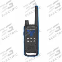 MOTOROLA Portable Two Way Radio: T802/T803 Series, FRS, Analog, 2 W, 22 Channels, Alphanumeric, 2 PK. Key specifications — Color: Blue; FCC License Required: No.