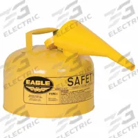 EAGLE Type I Safety Can: For Use With Diesel, 2 1/2 gal Capacity, Includes Funnel, Yellow (MPN UI25FSY). Key specifications — Brand: EAGLE.