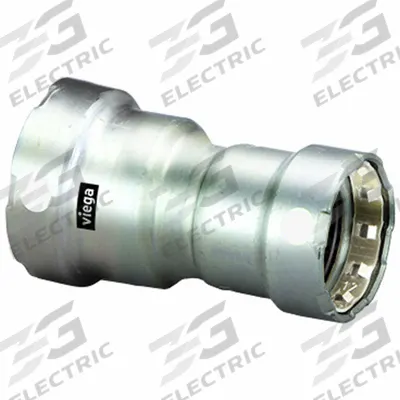 VIEGA MEGAPRESS Crimp Fitting: 3/4 in Pipe x 1/2 in Pipe Size, Press-fit x Press-fit - Stainless Steel Press Fittings