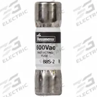 BUSSMANN Fuse: BBS Series, Midget, Fast-Acting, 2 A, 600 V AC, 13/32 in x 1 3/8 in, Non-Indicating (MPN BBS-2). Key specifications — attr1287209: BBS; attr211192: BUSSMANN.