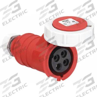 BRYANT Pin and Sleeve Connector: Red, 480V AC, Three Phase, 20 A, 3 Pole, 4 Wire - Watertight Connectors