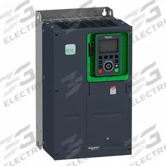 SCHNEIDER Variable Frequency Drive: In Phase Three, Out Phase Three, 3 hp, IP21, No Bypass, Compact (MPN ATV930U30Y6). Key specifications — Style: Compact; Color: Black/Green; Output Phase: Three.