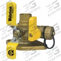 WEBSTONE Rotating Flanged Ball Valve w/Drain: 3/4 in, Brass, 600 psi Max. Op Pressure, Tee (MPN 51413). Key specifications — Brand: WEBSTONE; Handle Material: Steel; Includes: Bolts.