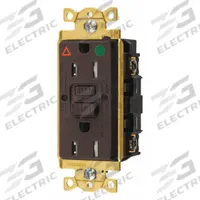 HUBBELL GFCI Receptacle: Hospital Grade, Duplex, 5-15R, Brown, GFCI, 125V AC, 15 A, 2 Pole / 3 Wire (MPN GFTWRST82IG)