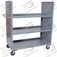 JAMCO Stock Truck: 3,000 lb, 4-Sided Lipped Lip, 24 in L x 36 in W x 57 in H Overall Dim., 3 Shelves (MPN DC236P600GP). Key specifications — Shelf Adjustability: Fixed; Brand: JAMCO; Color: Gray; Caster/Wheel Configuration: (2) Rigid.