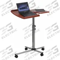 FLASH FURNITURE Adjustable-Height Computer Stand: 38 1/2 in Max Desktop Ht, 28 1/2 in Min Desktop Ht (MPN NAN-JN-2762-GG). Key specifications — Caster/Glide Type: (2) Locking; Brand: FLASH FURNITURE; Frame Color: Gray; Desktop Color: Red; Adjustment Mechanism: Manual; Frame Material: Metal; Desktop Material: Laminate; Standards: ANSI/BIFMA.