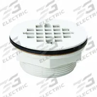 APPROVED VENDOR Shower Drain: Plastic, 2 in Overall Dia, 2 in Overall Ht, 2 in Fits Drain Size, Gray (MPN 133-101). Key specifications — Color: White; Includes: Nuts; Connection Type: Compression; Material: Plastic; Grate Material: Plastic.