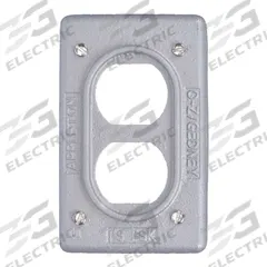 APPLETON ELECTRIC Weatherproof Cover: Malleable Iron, FD/FS, Duplex Receptacles, 1 Gangs, Gray (MPN FSK-1DR-C). Key specifications — Brand: APPLETON ELECTRIC; Color: Gray; Compatible with Product Type: Duplex Receptacles; Compatible with Series: FS; Mounting Orientation: Horizontal or Vertical.