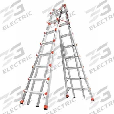 LITTLE GIANT Combination Ladder: 2 Configurations, Aluminum, 300 lb Load Capacity - Staircase Multifunction Ladders